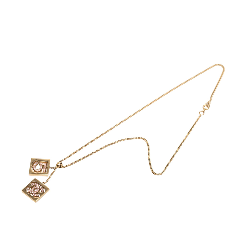 Pre-Loved Chanel CC Gold Plated Strass No 5 Pendant Necklace